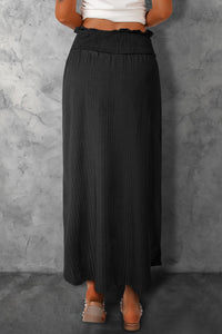 Black Smocked High Waist Maxi Skirt with Slit | Bottoms/Skirts & Petticoat