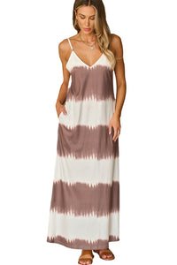 Maxi Dress | White Striped Tie Dye Dress