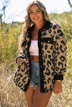 Load image into Gallery viewer, Black Contrast Trimmed Leopard Teddy Shacket | Outerwear/Jackets
