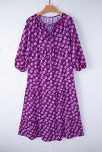 Load image into Gallery viewer, Maxi Dress | Purple Bohemian Puff Sleeve Dress
