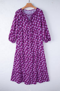 Maxi Dress | Purple Bohemian Puff Sleeve Dress