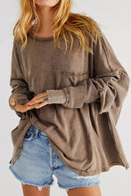 Load image into Gallery viewer, Brown Exposed Seam Thumbhole Drop Shoulder Loose Sweatshirt | Tops/Sweatshirts &amp; Hoodies
