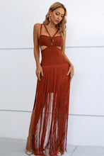 Load image into Gallery viewer, Cocktail Dress | Cutout Strappy Neck Fringe Dress
