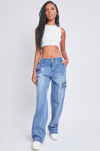 Cargo Jeans | High-Rise Straight Cargo Blue Jeans