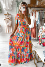 Load image into Gallery viewer, Womens Maxi Dress | Multicolor Vibrant Tropical Print Smocked Ruffle Tiered Maxi Dress | Dresses/Maxi Dresses
