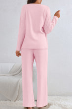 Load image into Gallery viewer, Two Piece Activewear Set | Pink Knit V Neck Slouchy Pants Set
