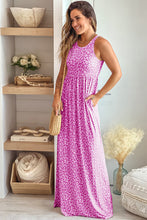 Load image into Gallery viewer, Womens Maxi Dress | Rose Leopard Print Pocketed Sleeveless Maxi Dress | Dresses/Maxi Dresses
