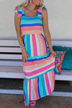 Load image into Gallery viewer, Maxi Dress | Multi-Color Striped Bow Knot Straps Dress
