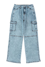 Load image into Gallery viewer, Sky Blue Cool Cargo Style Wide Leg Jeans | Bottoms/Jeans
