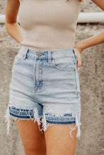 Load image into Gallery viewer, Light Blue Vintage Washed Raw Edge Jean Shorts | Bottoms/Denim Shorts
