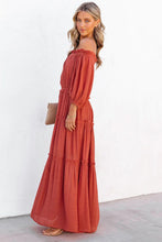 Load image into Gallery viewer, Maxi Dress | Orange Off Shoulder Balloon Sleeve Ruffled
