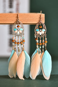 Multicolor Bohemian Hollow-out Feather Tassel Earrings | Accessories/Jewelry