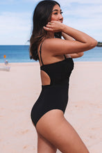 Load image into Gallery viewer, Black Twist Front Cut Out One-piece Swimsuit | Swimwear/One Piece Swimsuit
