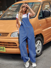 Load image into Gallery viewer, Wide Strap Wide Leg Denim Overalls
