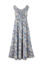 Load image into Gallery viewer, Blue Boho Paisley Print Off Shoulder Maxi Dress | Dresses/Floral Dresses
