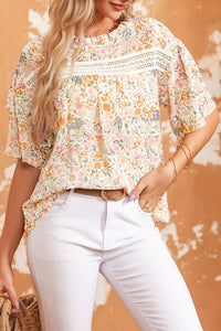 Multicolor Floral Print Wide Ruffle Sleeves Blouse | Tops/Blouses & Shirts