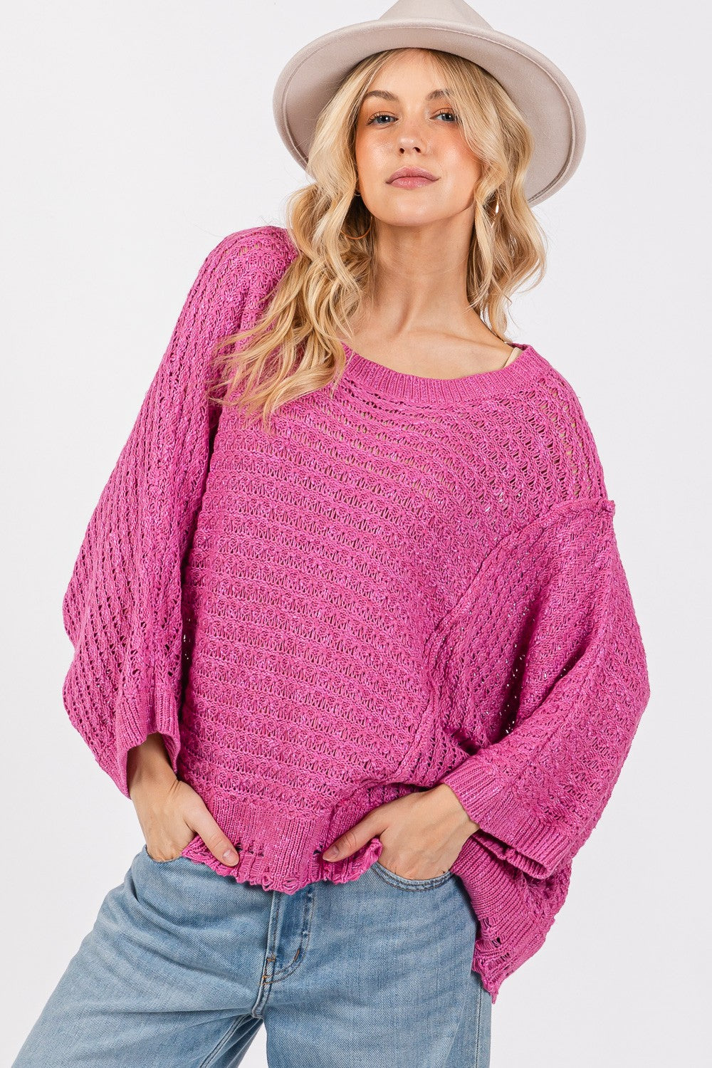 Asymmetrical Open Stitch Sweater