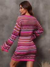 Load image into Gallery viewer, Sweater Dress | Multicolored Stripe Dropped Shoulder
