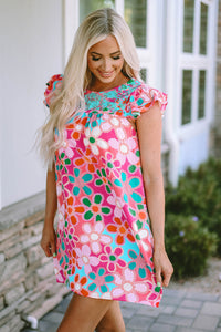 Multicolor Ruffle Short Sleeve Floral Babydoll Dress | Dresses/Floral Dresses