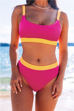 Load image into Gallery viewer, Rose Color Block Ribbed Bikini Swimwear | Swimwear/Bikinis
