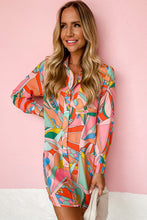 Load image into Gallery viewer, Long Sleeve Shirt Dress | Multi-Color Geometric Abstract Print
