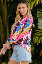 Load image into Gallery viewer, Rose Leopard Patchwork Print Pleated Blouse | Tops/Blouses &amp; Shirts
