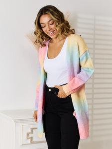 Gradient Open Front Cardigan Sweater