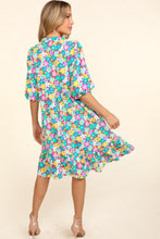 Load image into Gallery viewer, Bubble Sleeve Dress | Floral Ruffled Mini Dress
