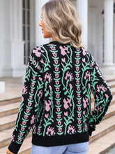 Load image into Gallery viewer, Flower Design Long Sleeve Sweater
