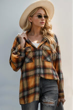 Load image into Gallery viewer, Drawstring Plaid Hooded Shacket
