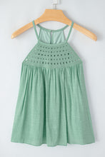 Load image into Gallery viewer, Halter Tank Top | Mist Green Crochet Splicing Halter Blouse
