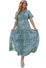 Load image into Gallery viewer, Sky Blue Paisley Print Boho Holiday Ruffle Tiered Maxi Dress | Dresses/Maxi Dresses
