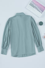 Load image into Gallery viewer, Sky Blue Solid Color Button Up Puff Sleeve Blouse | Tops/Blouses &amp; Shirts
