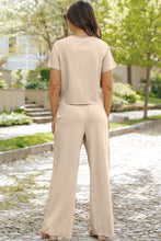 Load image into Gallery viewer, White Raw Hem Loose Tee and Wide Leg Pants Set
