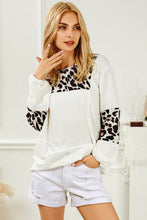 Load image into Gallery viewer, White Leopard Patch Puff Sleeve Textured Blouse | Tops/Blouses &amp; Shirts
