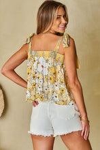 Load image into Gallery viewer, Yellow Floral Patchwork Tied Straps Buttoned Tank Top | Tops/Tank Tops
