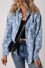 Load image into Gallery viewer, Star Button Up Long Sleeve Denim Jacket
