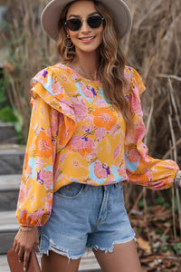 Floral Print Blouse | Ruffle Puff Sleeve