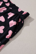 Load image into Gallery viewer, Black Valentine Heart Shape Print Long Sleeve Top Shorts Lounge Set | Loungewear &amp; Sleepwear/Loungewear
