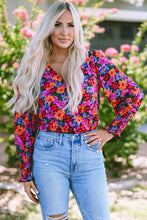 Load image into Gallery viewer, Floral Print Wrap V Neck Long Sleeve Bodysuit | Tops/Bodysuits
