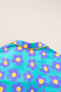 Green Flower Print Short Sleeve Shirt Pajamas Set | Loungewear & Sleepwear/Sleepwear