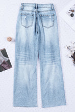 Load image into Gallery viewer, Sky Blue Distressed Hollow-out Knees Wide Leg Jeans | Bottoms/Jeans
