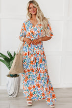 Load image into Gallery viewer, Maxi Dress | Tied Slit Printed Half Sleeve Dress
