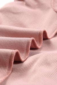 Pullover Sweatshirt | Pink Solid Ribbed Knit Round Neck