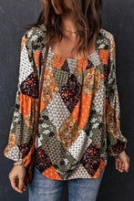 Load image into Gallery viewer, Green Square Neck Mixed Print Blouse | Tops/Blouses &amp; Shirts
