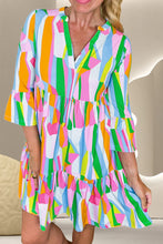 Load image into Gallery viewer, Mini Dress | Color Block Three-Quarter Sleeve Dress
