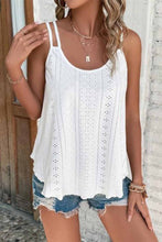 Load image into Gallery viewer, White Eyelet Strappy Scoop-Neck Tank Top | Tops/Tank Tops
