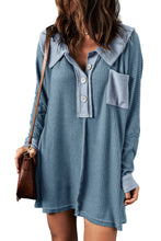 Load image into Gallery viewer, Sky Blue Waffle Knit Buttoned Long Sleeve Top | Tops/Long Sleeve Tops
