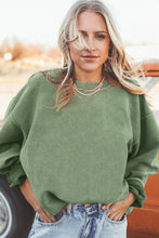 Load image into Gallery viewer, Womens Sweatshirt | Green Ribbed Oversized
