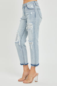 RISEN Mid-Rise Sequin Patched Jeans | Blue Jeans